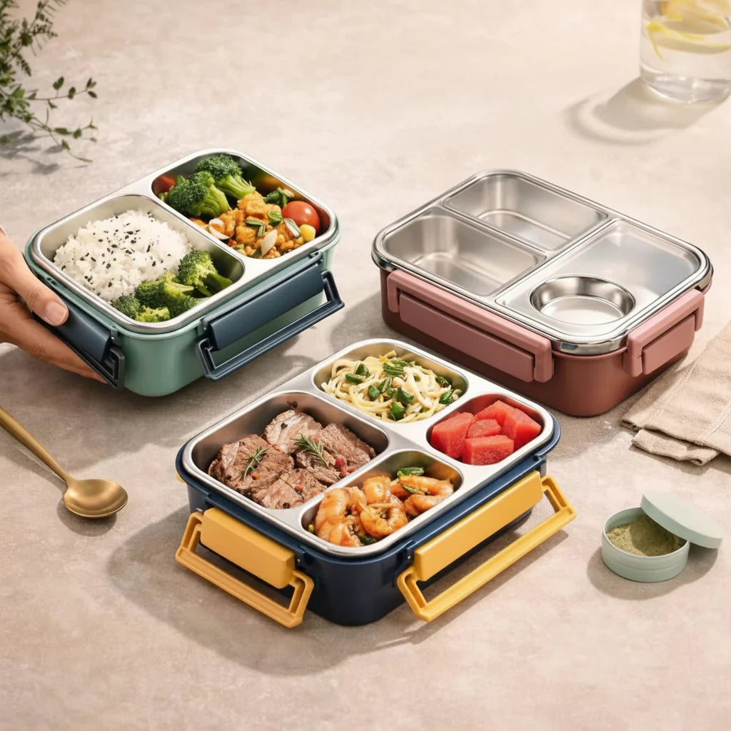 Bento Lunch Boxes – Stainless Steel Leakproof with Compartments