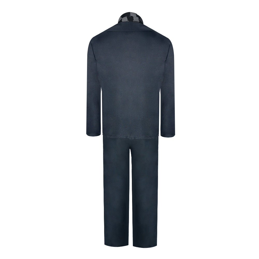 Men’s Gray Suit Costume with Striped Scarf