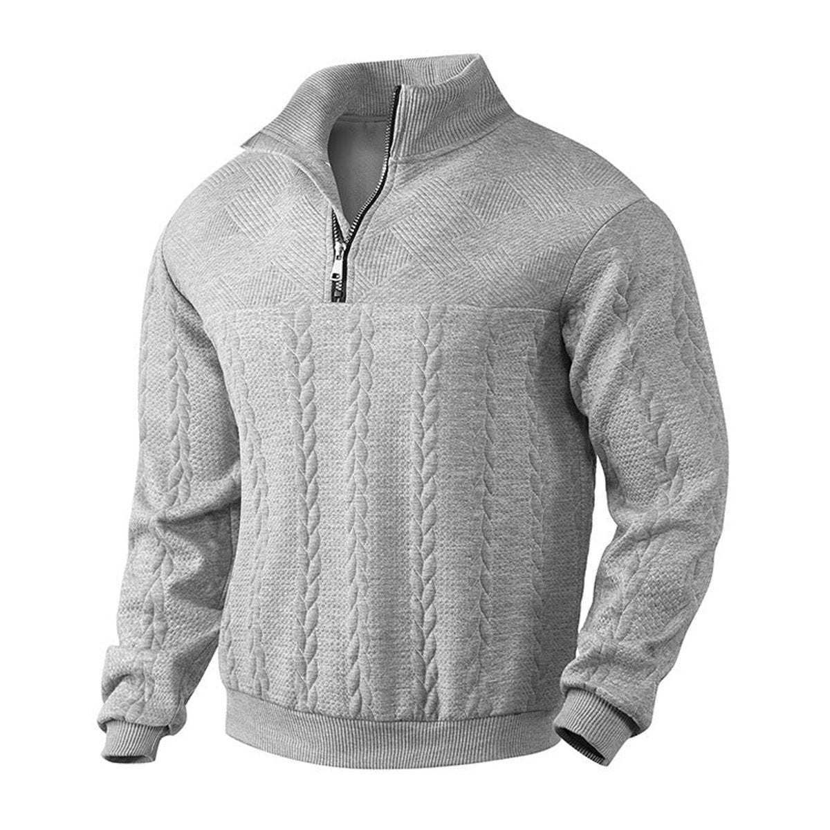 Men's Quarter-Zip Sweater – Cable Knit Pullover