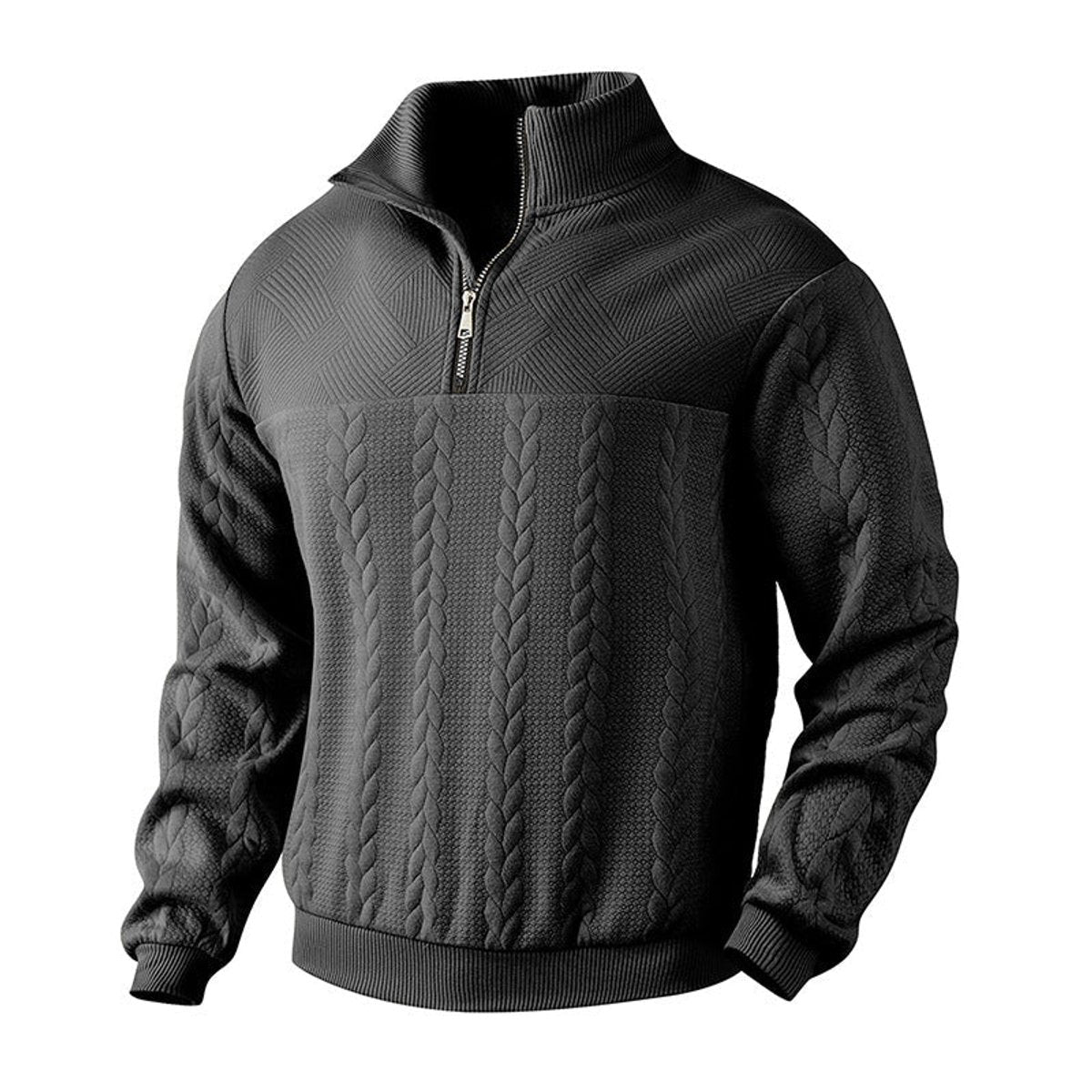 Men's Quarter-Zip Sweater – Cable Knit Pullover