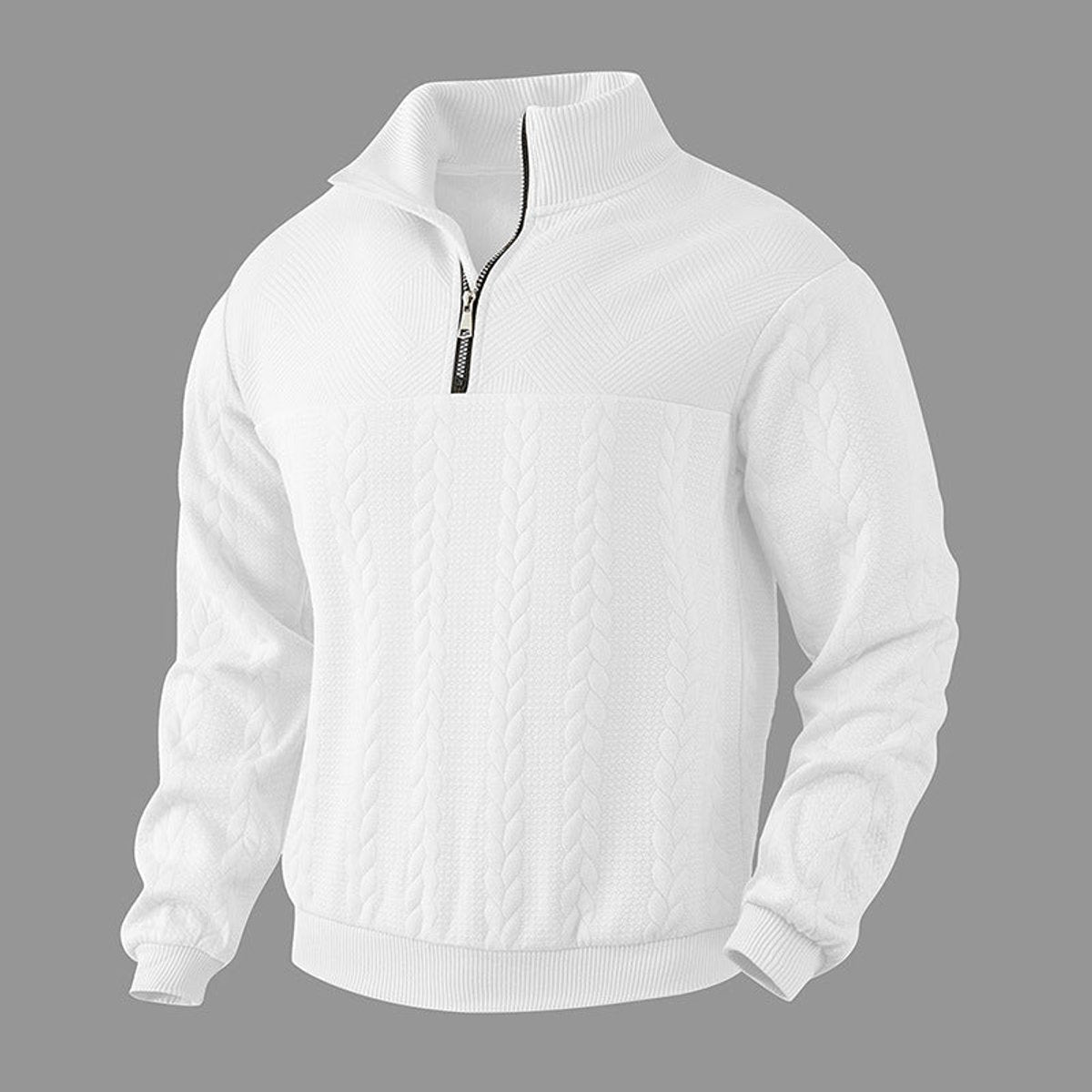 Men's Quarter-Zip Sweater – Cable Knit Pullover