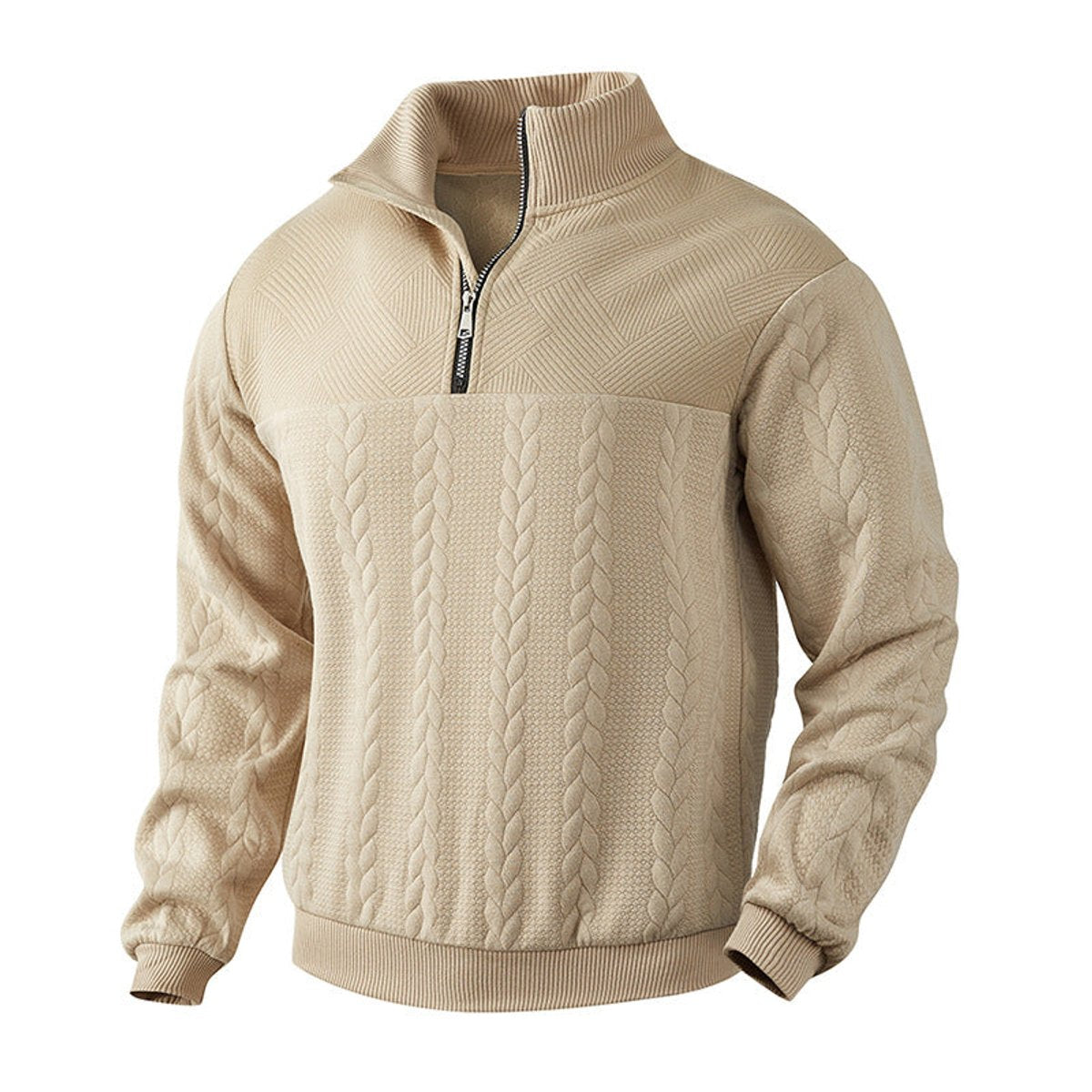 Men's Quarter-Zip Sweater – Cable Knit Pullover