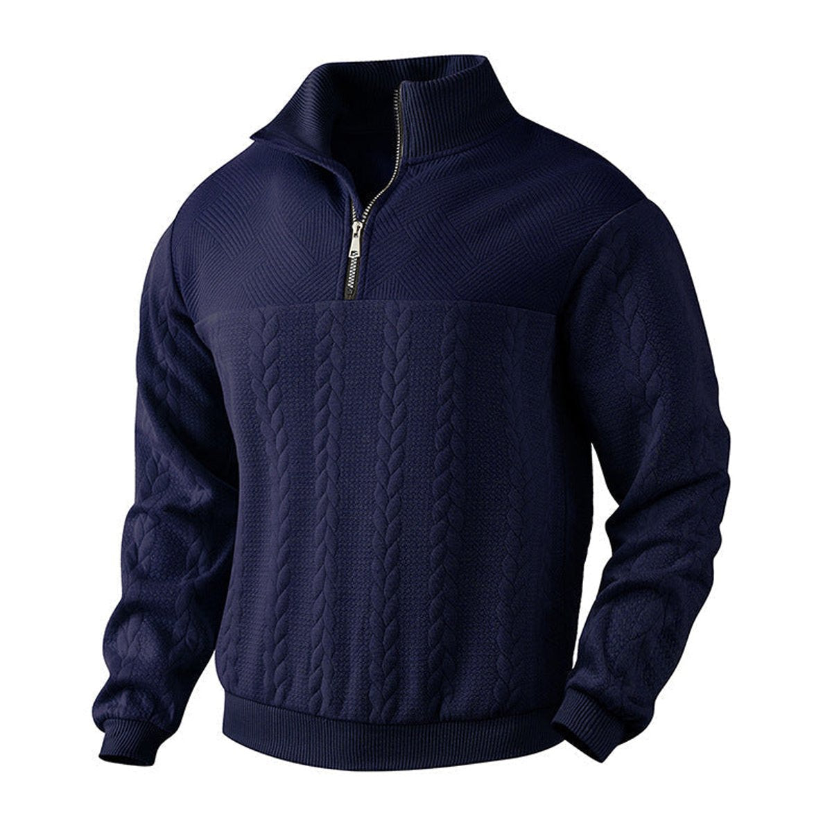 Men's Quarter-Zip Sweater – Cable Knit Pullover