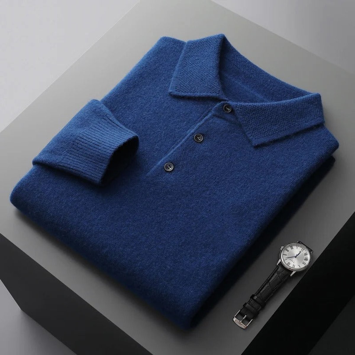 Men's Cashmere Polo Sweater – Knit, Button Collar