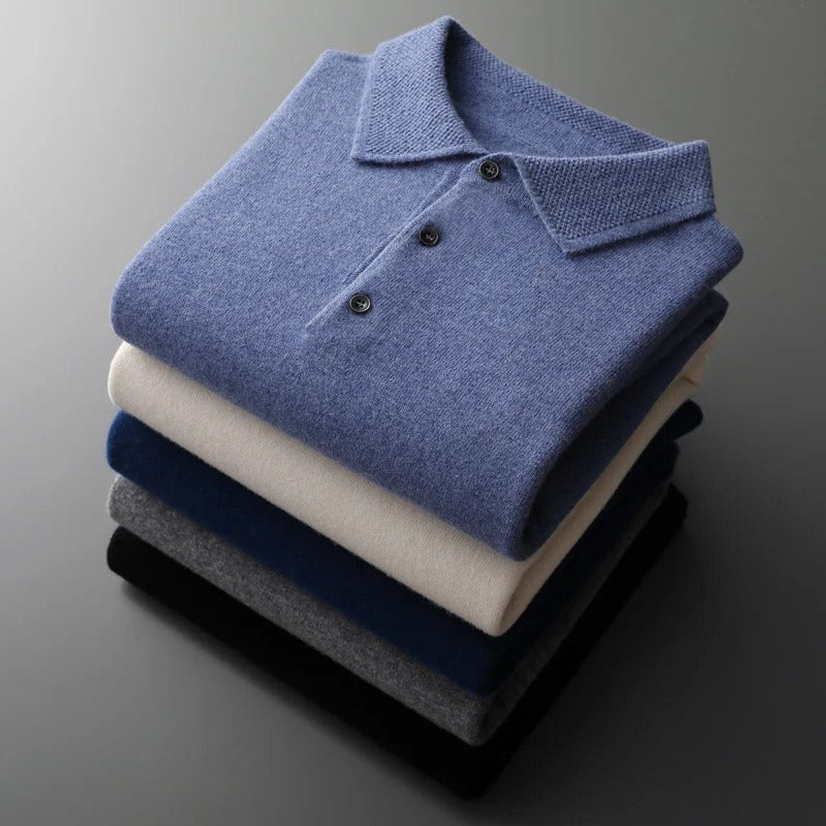 Men's Cashmere Polo Sweater – Knit, Button Collar
