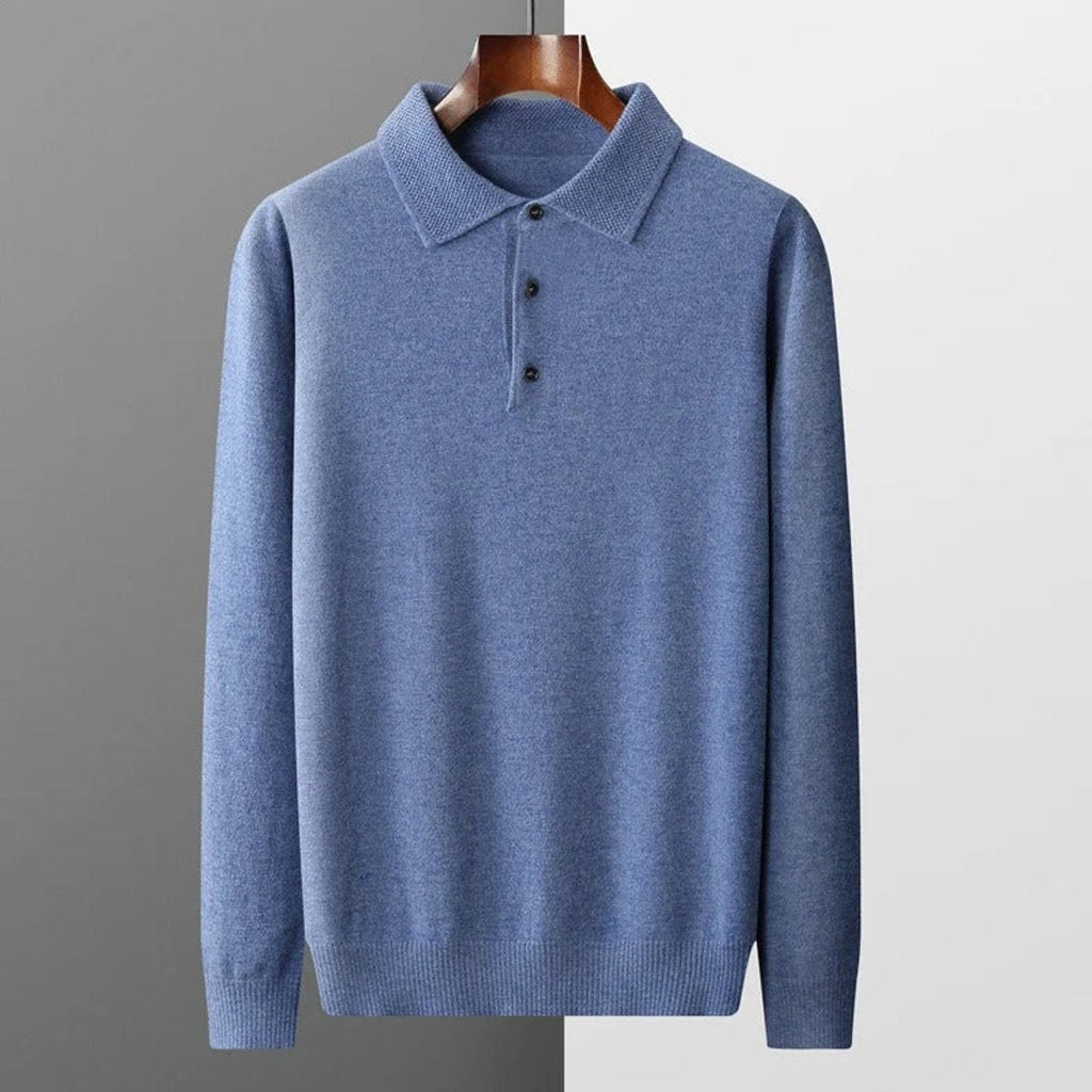 Men's Cashmere Polo Sweater – Knit, Button Collar