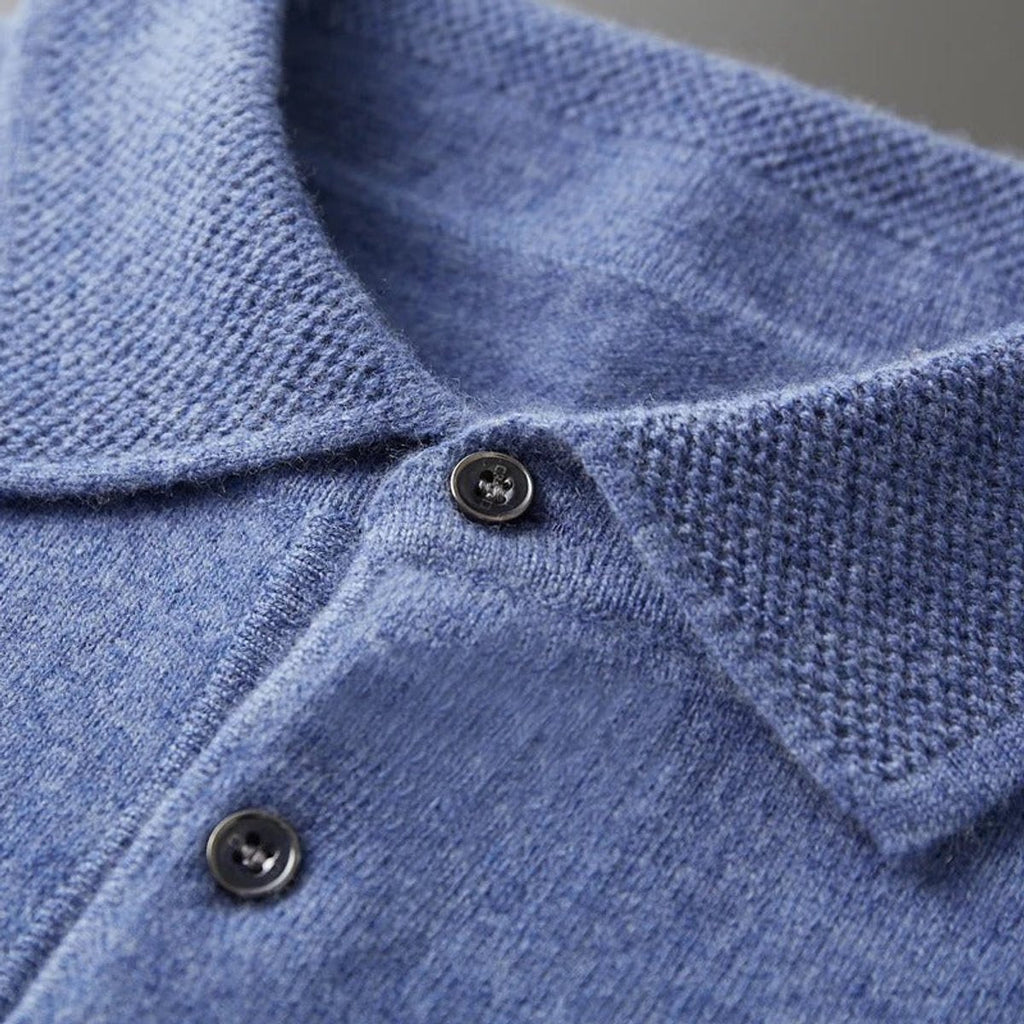 Men's Cashmere Polo Sweater – Knit, Button Collar