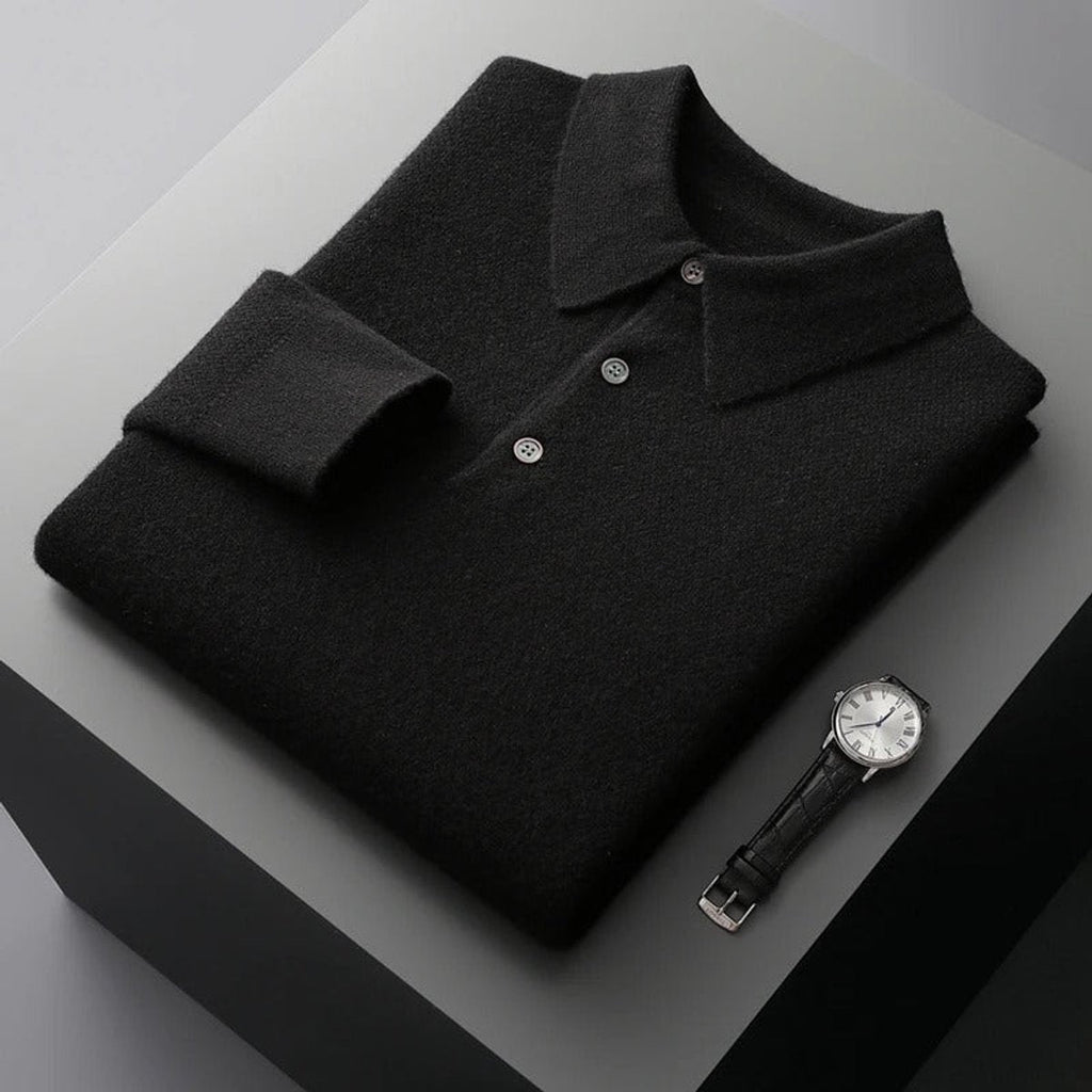 Men's Cashmere Polo Sweater – Knit, Button Collar