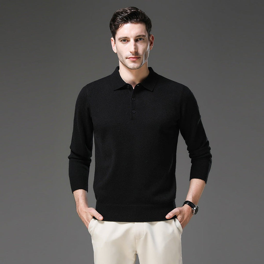 Men's Cashmere Polo Sweater – Knit, Button Collar