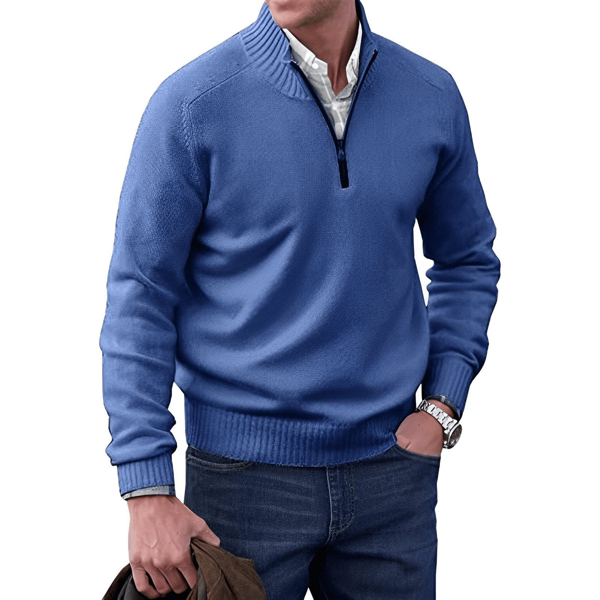 Men's Quarter-Zip Sweater – Knit Pullover, Regular Fit