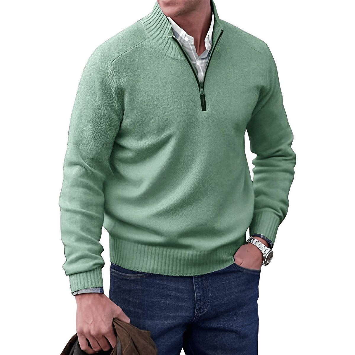 Men's Quarter-Zip Sweater – Knit Pullover, Regular Fit