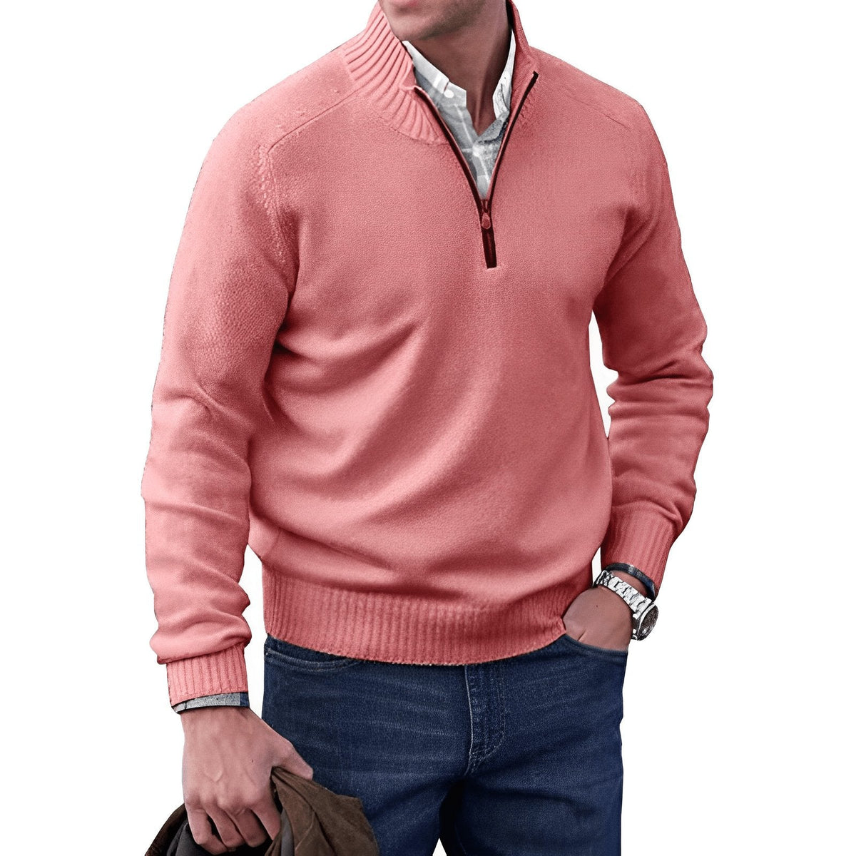Men's Quarter-Zip Sweater – Knit Pullover, Regular Fit