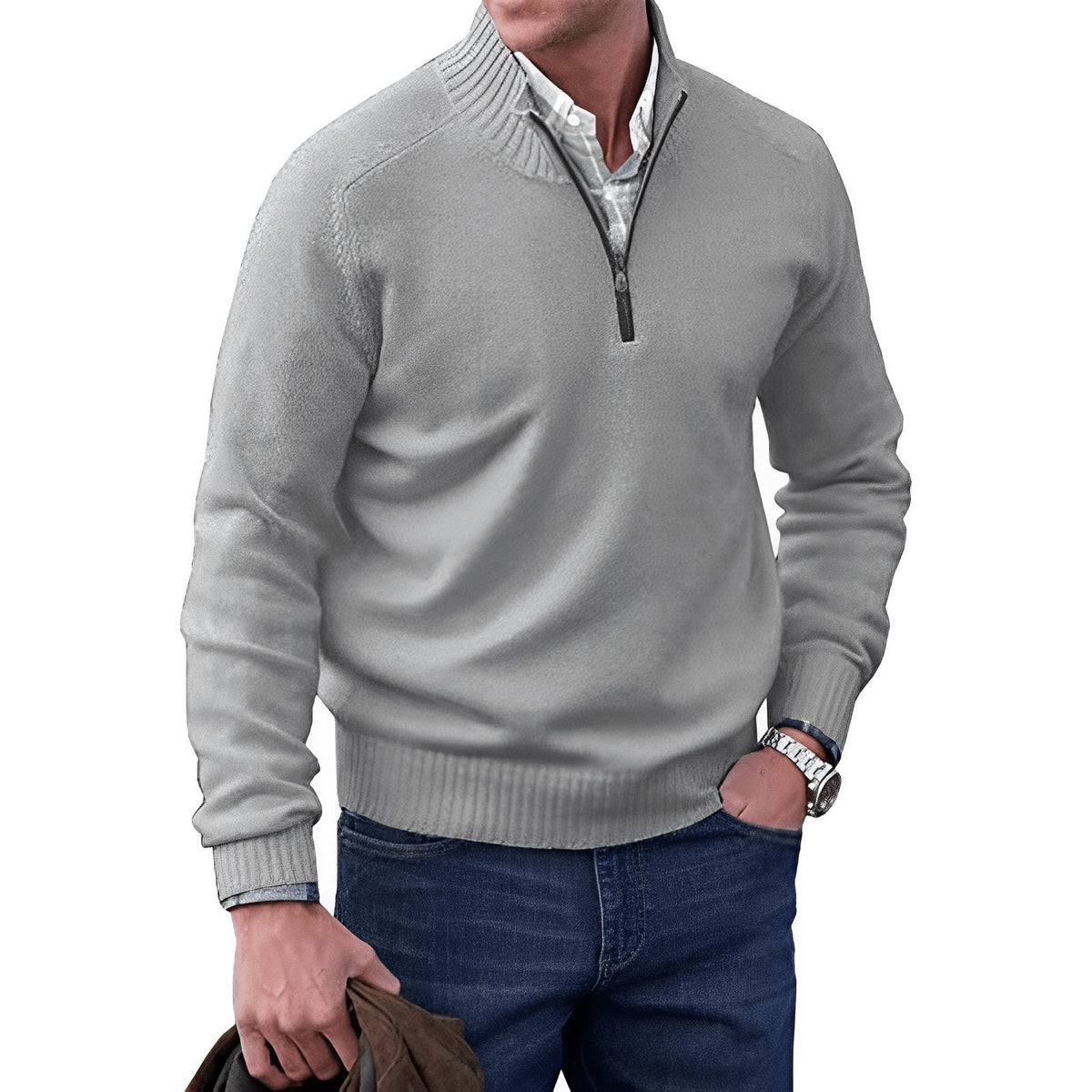 Men's Quarter-Zip Sweater – Knit Pullover, Regular Fit