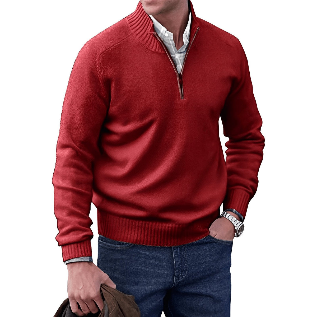 Men's Quarter-Zip Sweater – Knit Pullover, Regular Fit