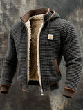 Men's Fleece-Lined Quilted Jacket with Stand Collar and Zip
