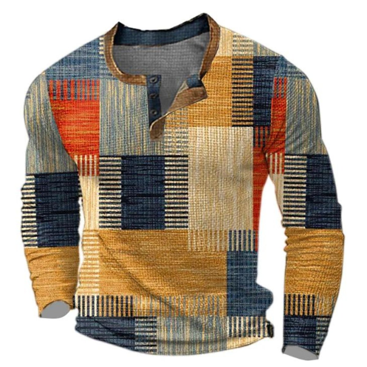 Men's Henley Sweater – Retro Colorblock Knit