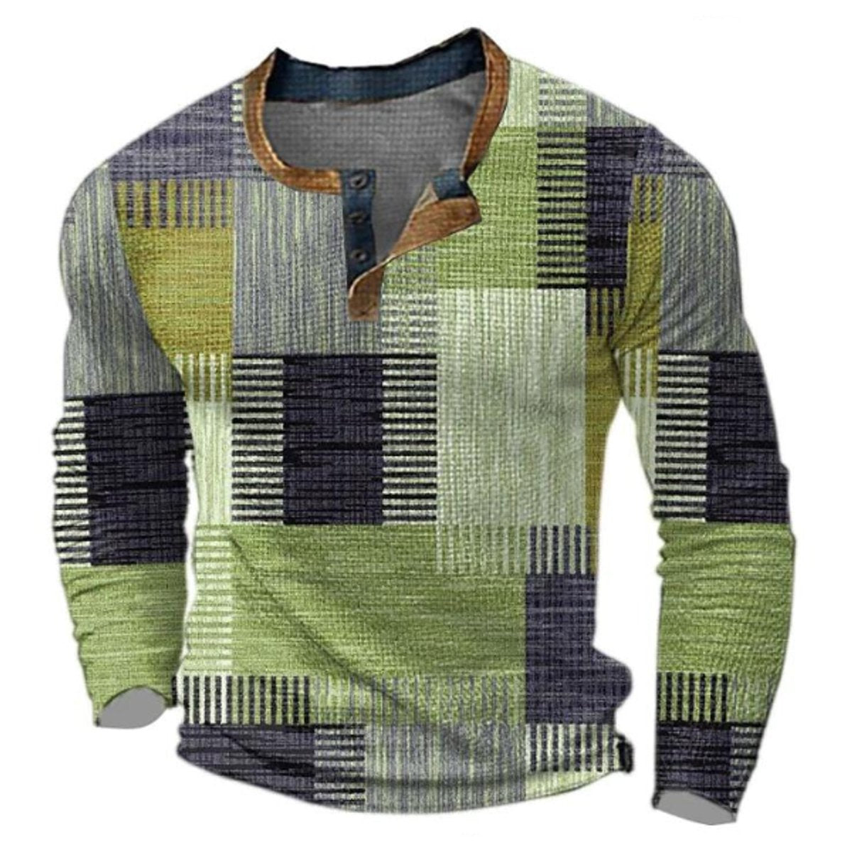 Men's Henley Sweater – Retro Colorblock Knit