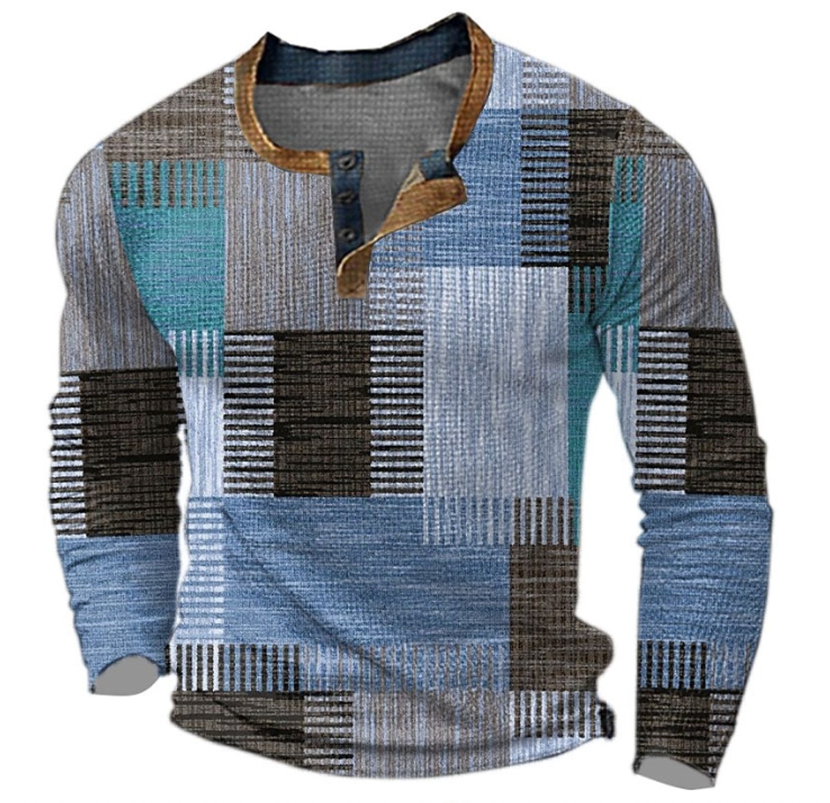 Men's Henley Sweater – Retro Colorblock Knit