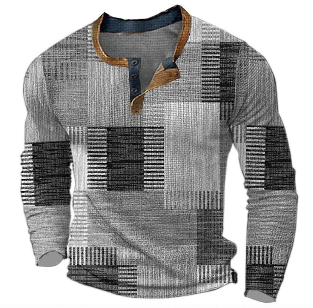 Men's Henley Sweater – Retro Colorblock Knit