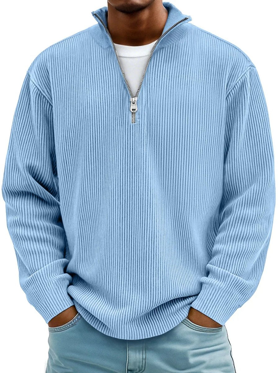 Men's Quarter-Zip Sweater – Ribbed Knit Pullover