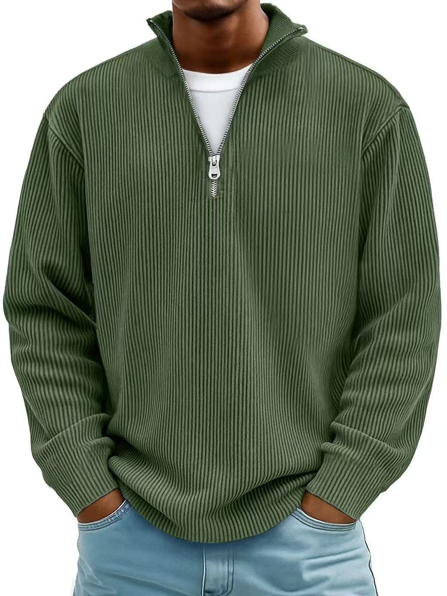 Men's Quarter-Zip Sweater – Ribbed Knit Pullover