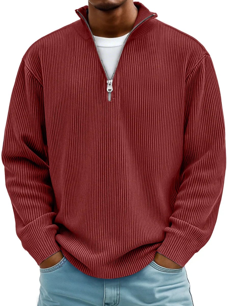 Men's Quarter-Zip Sweater – Ribbed Knit Pullover