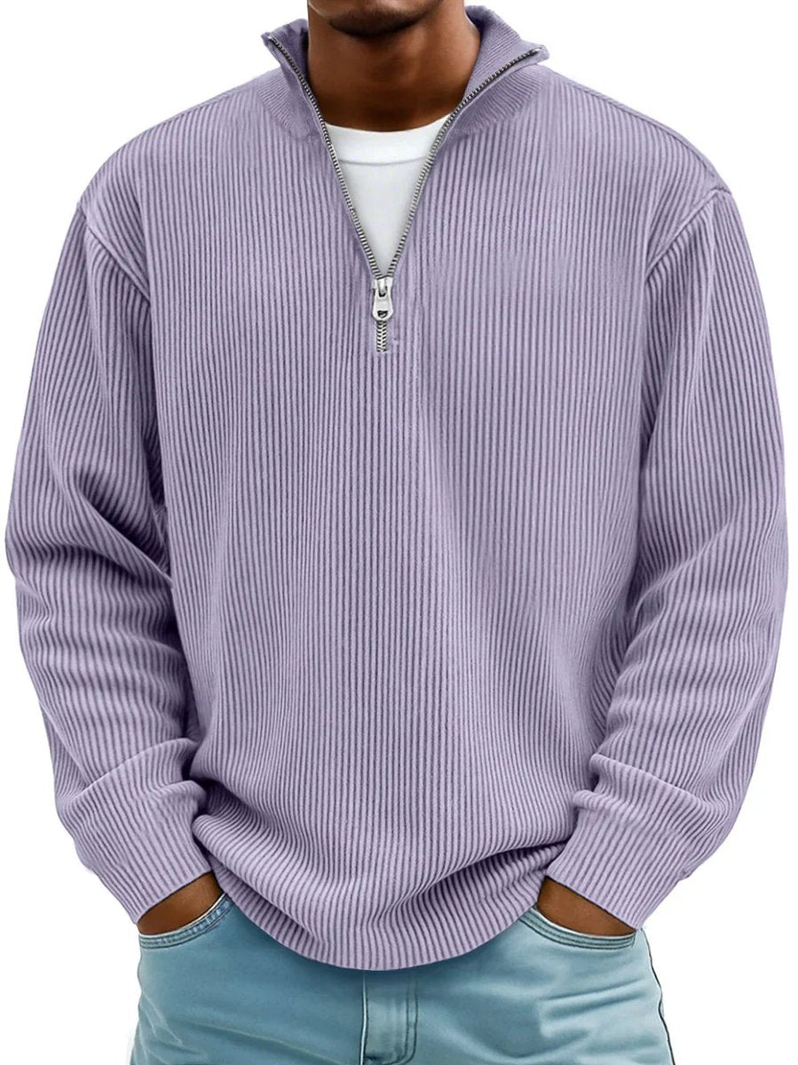 Men's Quarter-Zip Sweater – Ribbed Knit Pullover