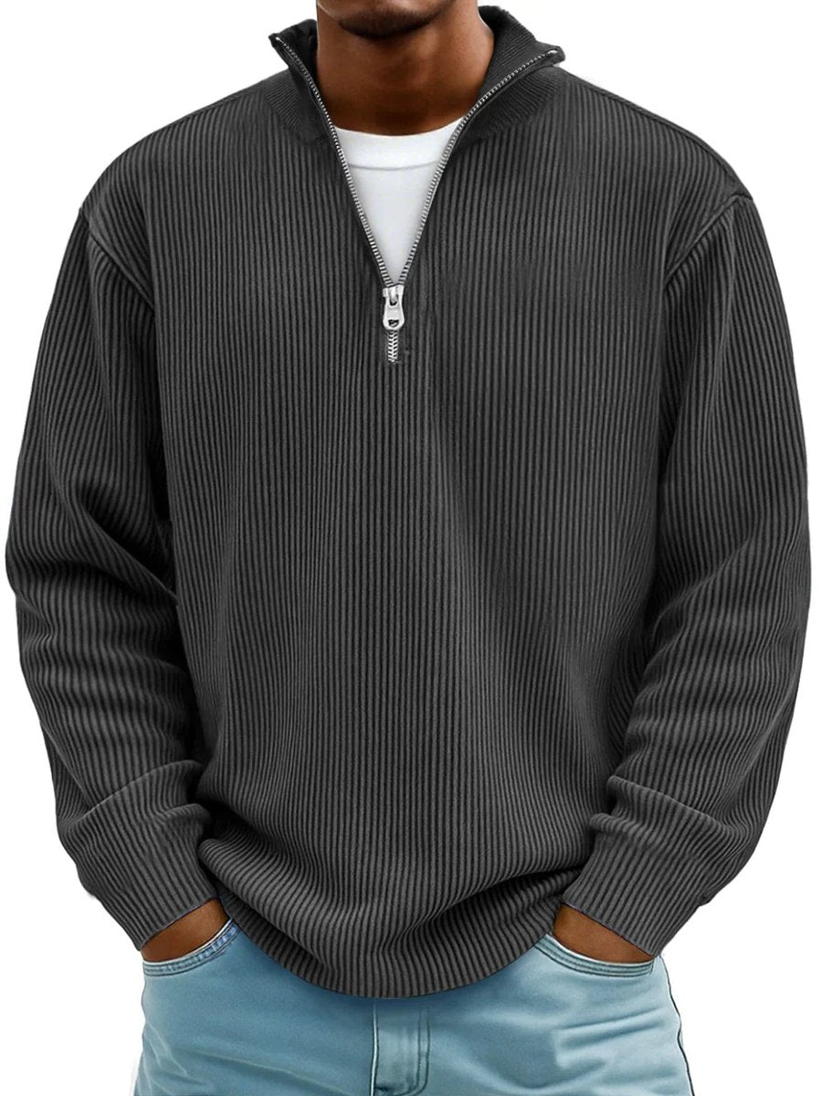 Men's Quarter-Zip Sweater – Ribbed Knit Pullover