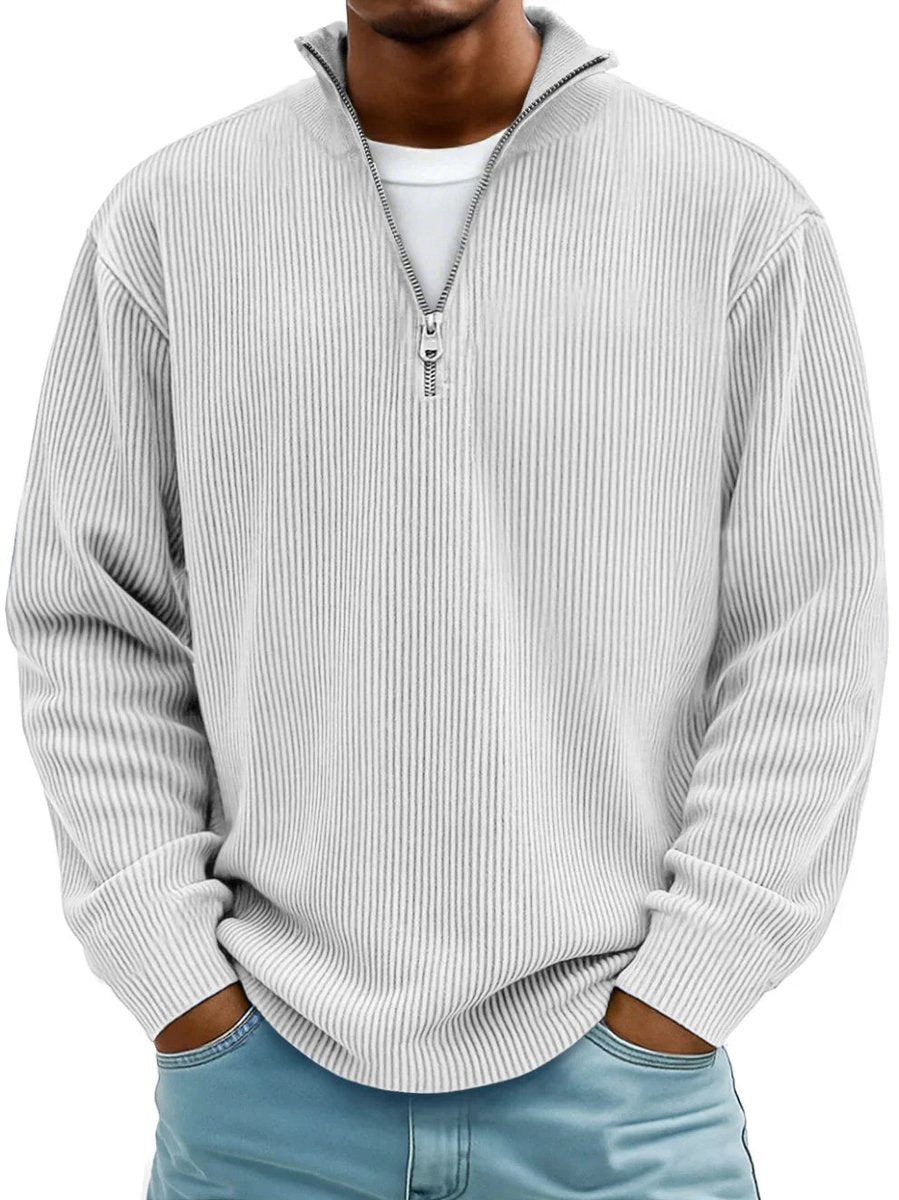 Men's Quarter-Zip Sweater – Ribbed Knit Pullover