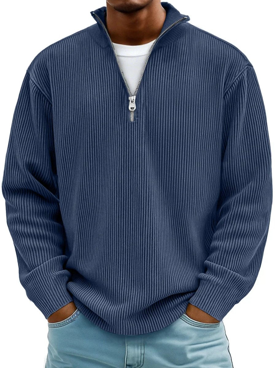Men's Quarter-Zip Sweater – Ribbed Knit Pullover