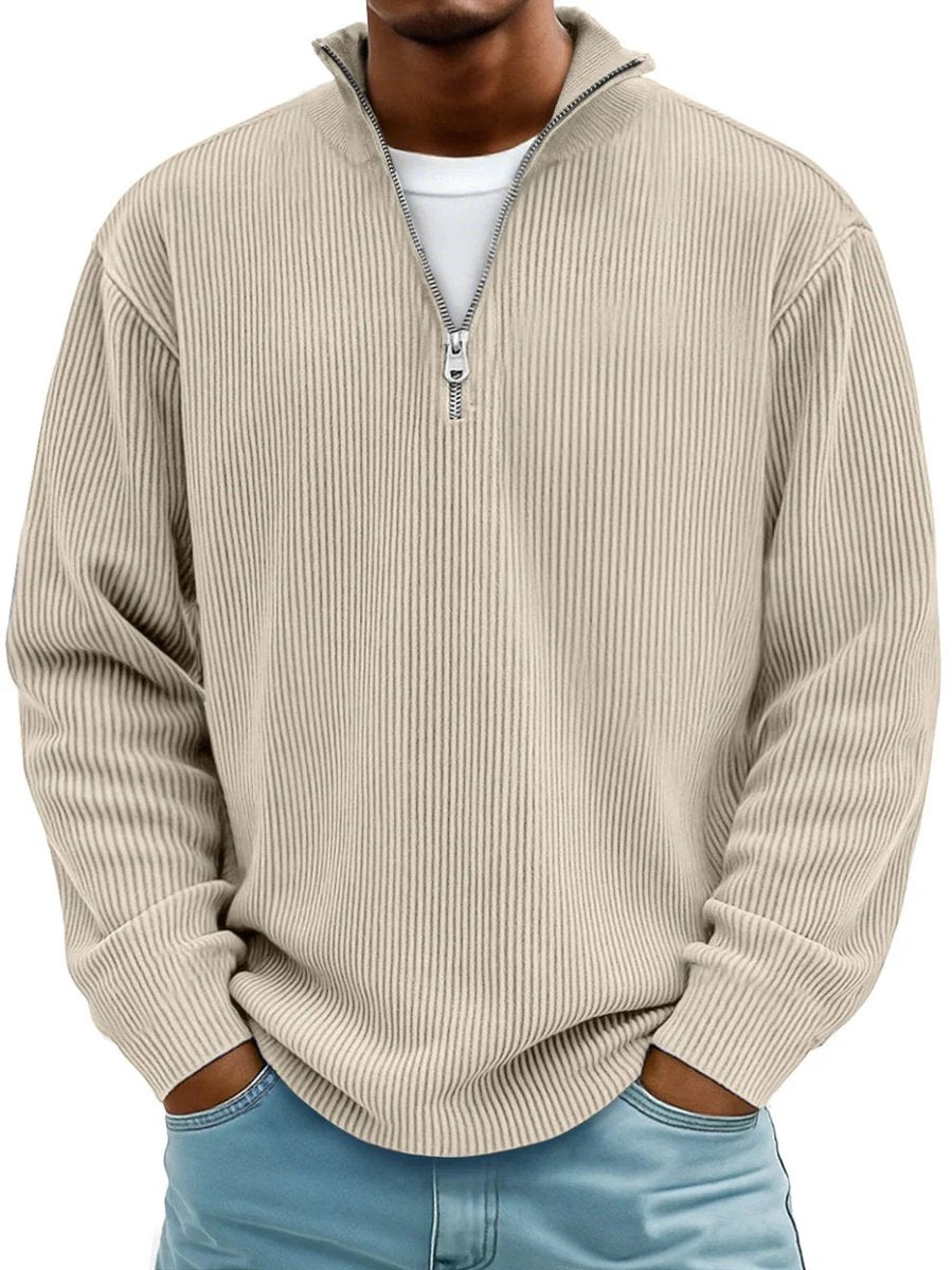 Men's Quarter-Zip Sweater – Ribbed Knit Pullover