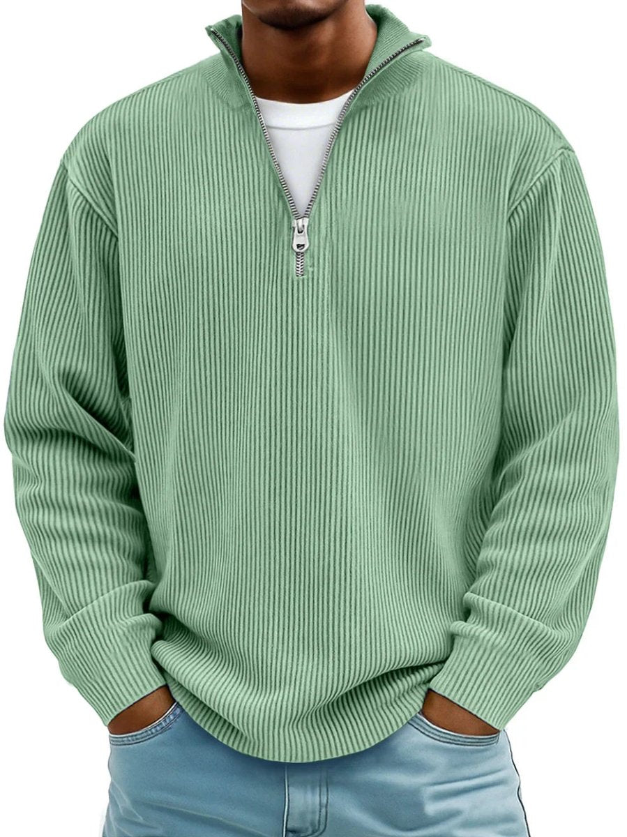 Men's Quarter-Zip Sweater – Ribbed Knit Pullover