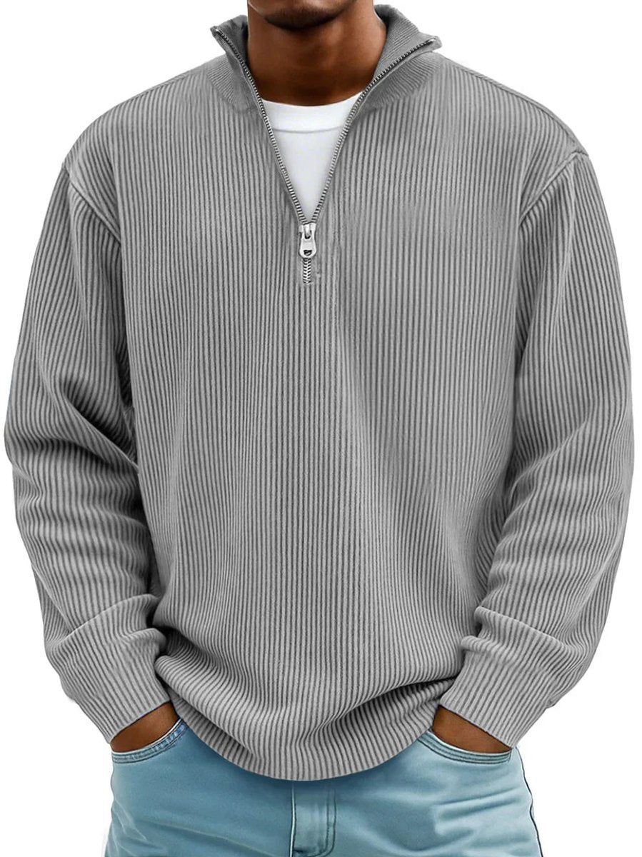Men's Quarter-Zip Sweater – Ribbed Knit Pullover