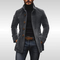 Men's Corduroy Wool Coat – Slim-Fit, Stand Collar