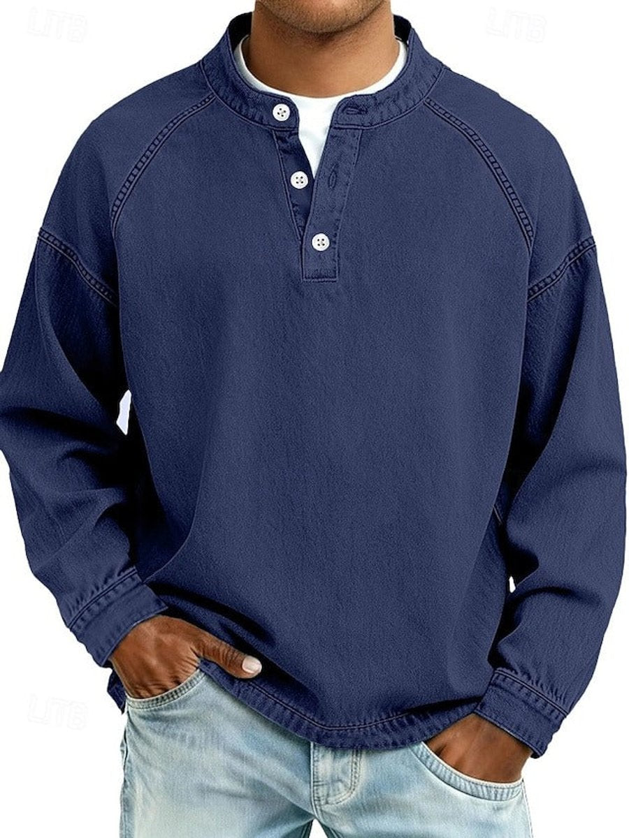 Men's Henley Sweater – Vintage Washed Knit Pullover