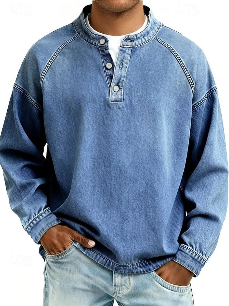 Men's Henley Sweater – Vintage Washed Knit Pullover