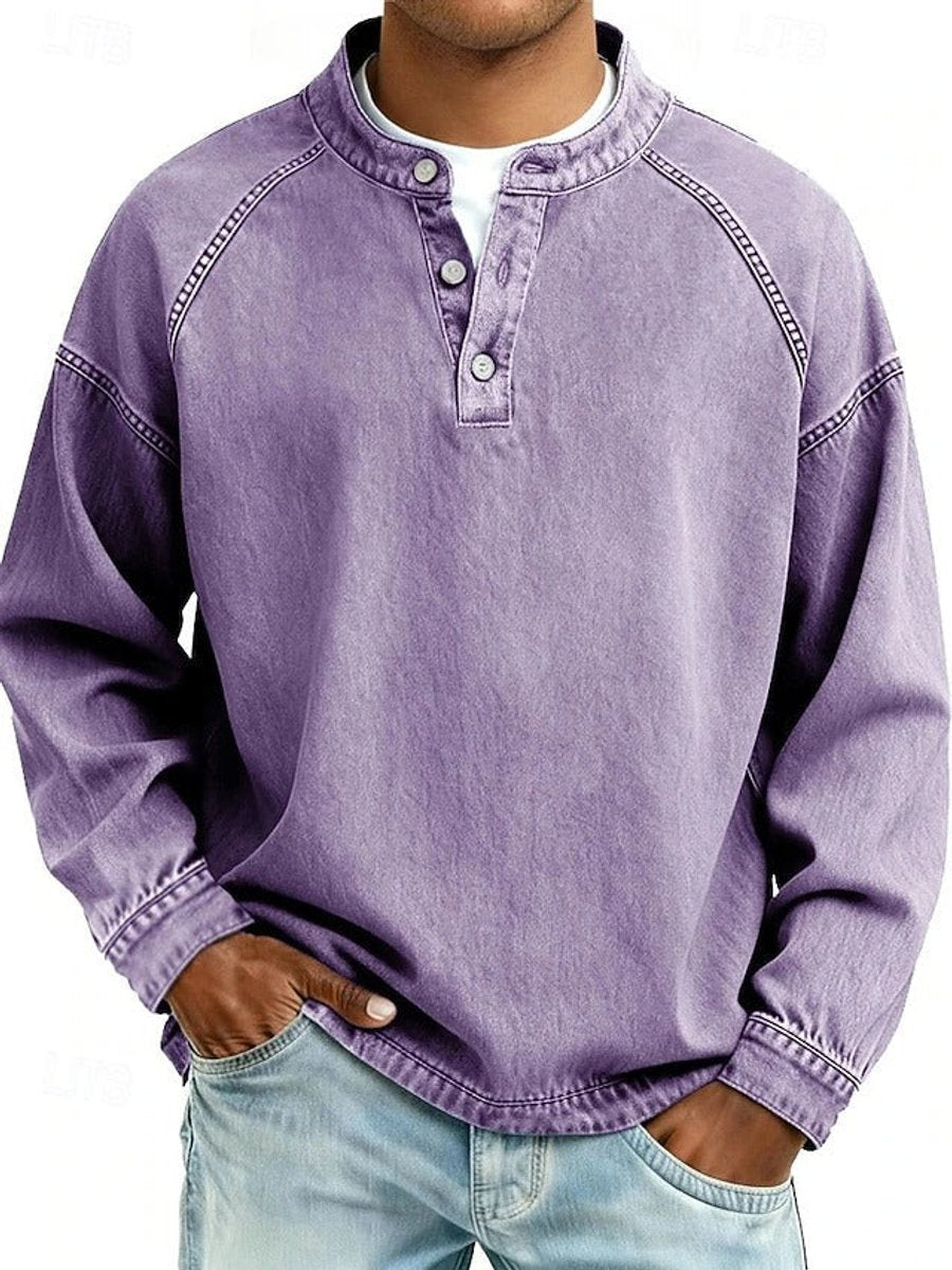 Men's Henley Sweater – Vintage Washed Knit Pullover