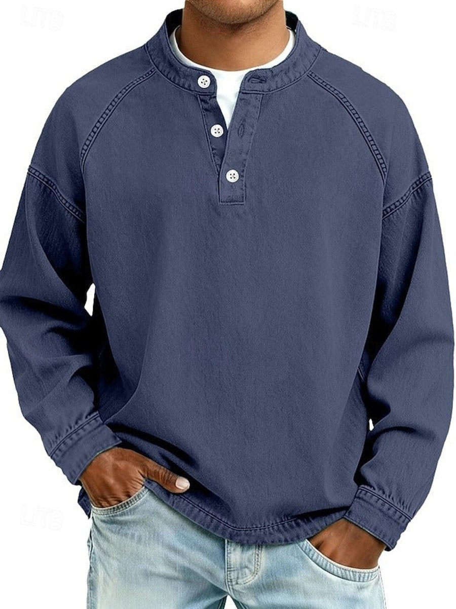 Men's Henley Sweater – Vintage Washed Knit Pullover