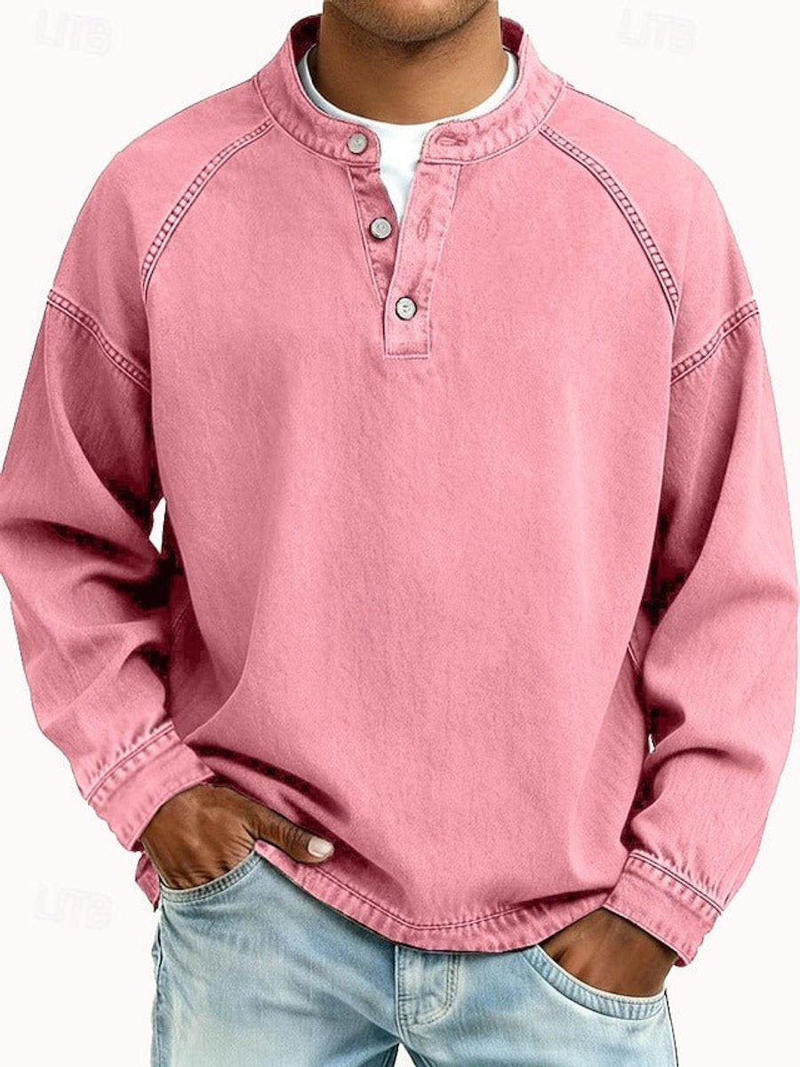 Men's Henley Sweater – Vintage Washed Knit Pullover