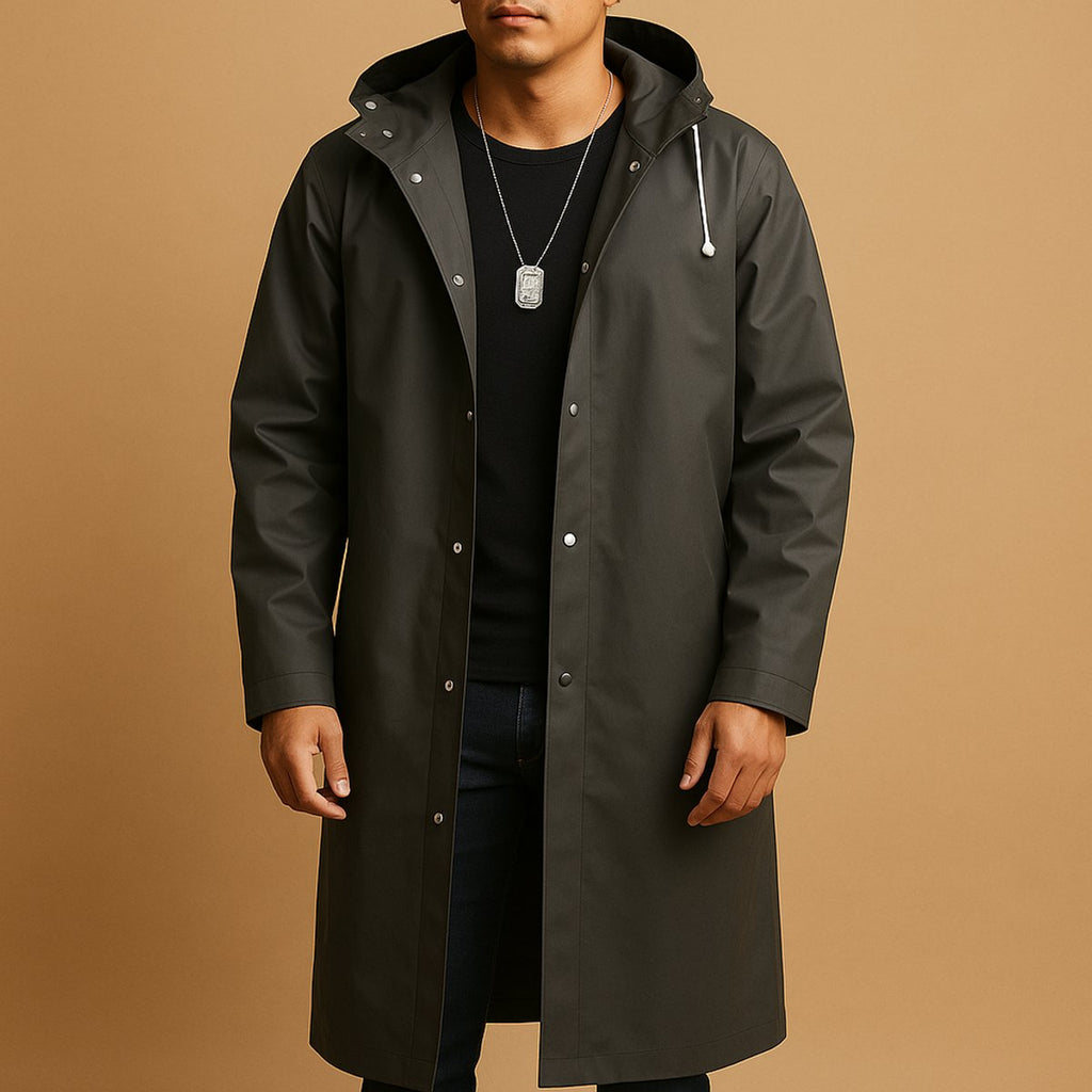 Men's Rain Jacket – Waterproof, Hooded Long