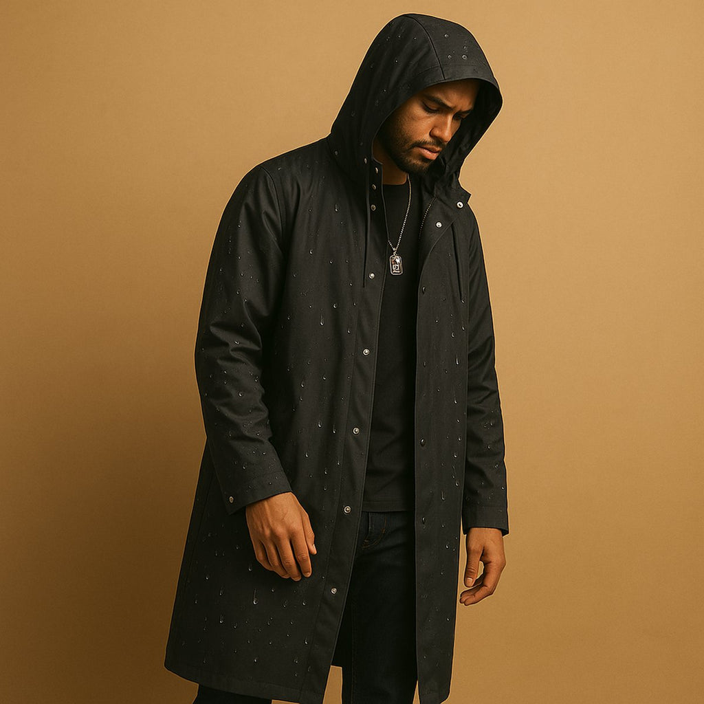 Men's Rain Jacket – Waterproof, Hooded Long