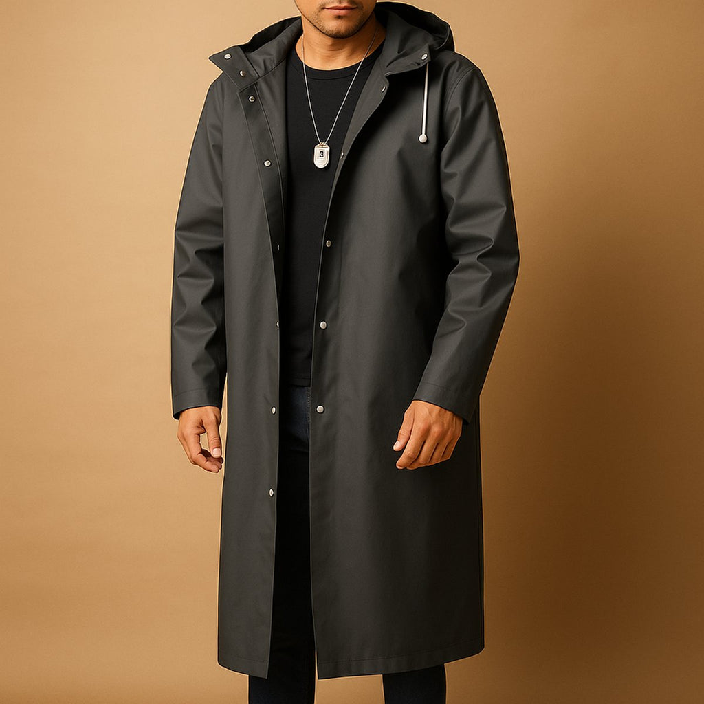 Men's Rain Jacket – Waterproof, Hooded Long