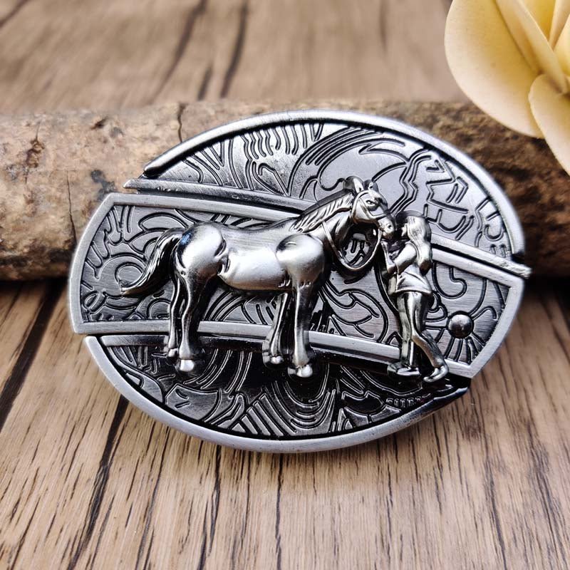 Metal Oval Cowboys Belt Buckle – Western Style Durable & Decorative