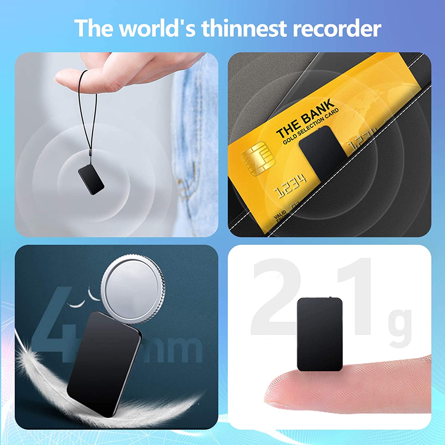 Compact Voice Activated Recorder - Mini Digital Audio Recorder with High-Quality Sound & Easy One-Touch Recording