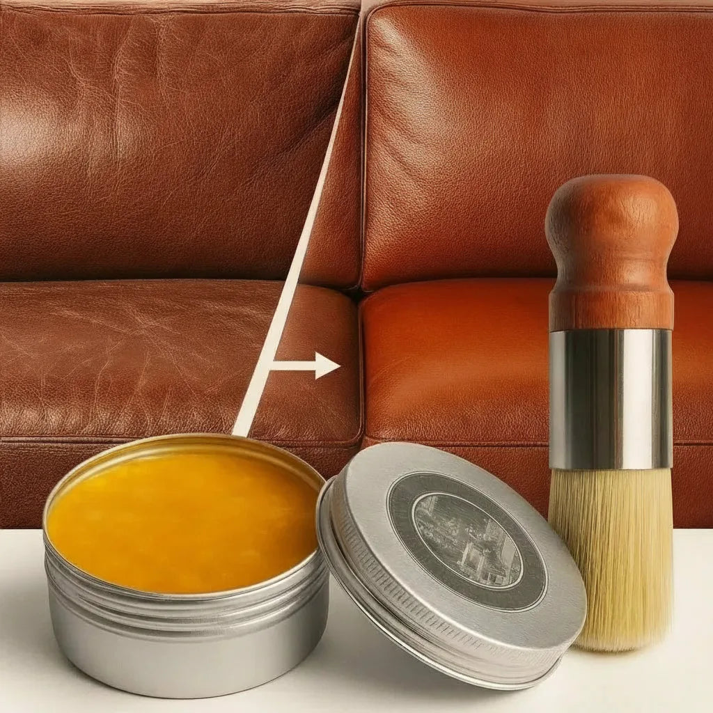 Leather Care Balm – Applicator Brush Included, Restores Shine & Prevents Cracking