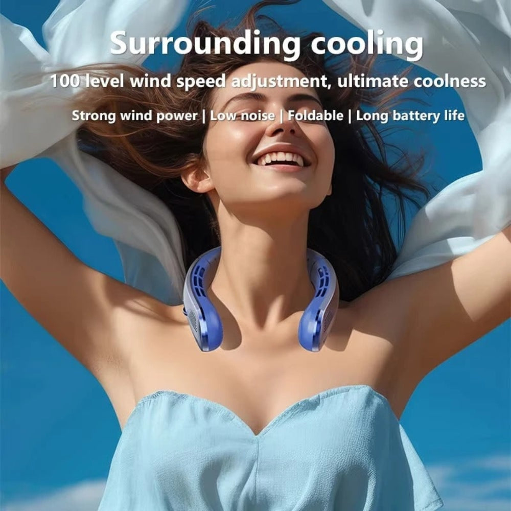Bladeless Portable Neck Fan - Hands-Free Wearable Cooling Device for Summer