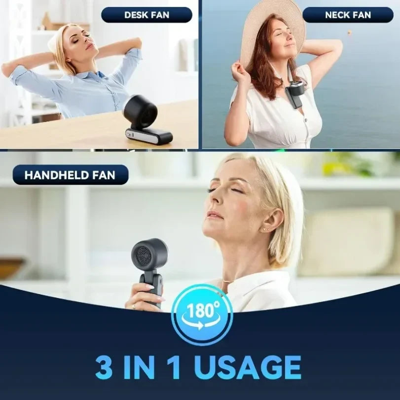 Rechargeable Clip-On & Neck Fan - Portable Handheld Mini Fan for Travel