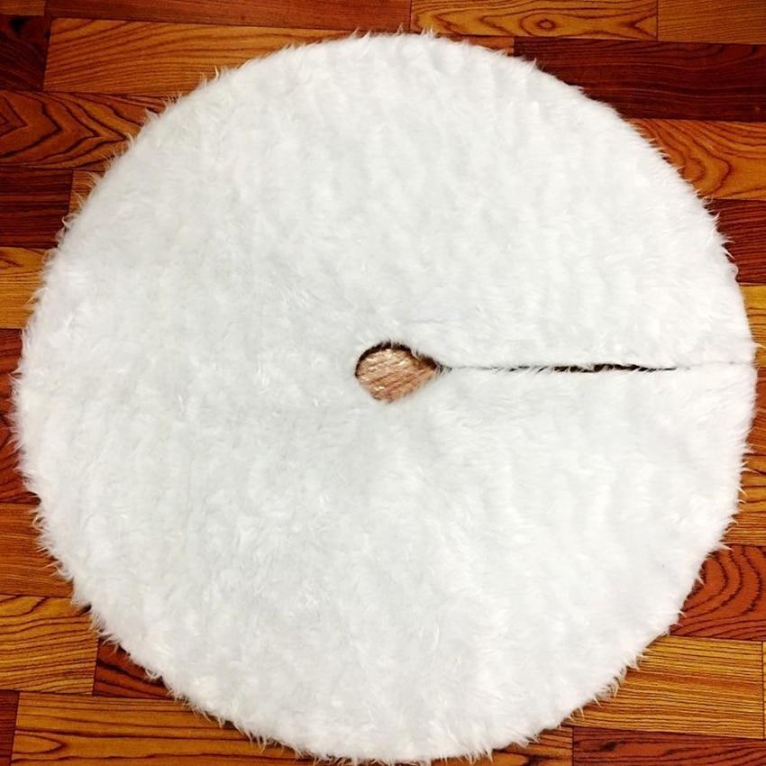 Faux Fur Christmas Tree Skirt – Plush White Tree Base Cover