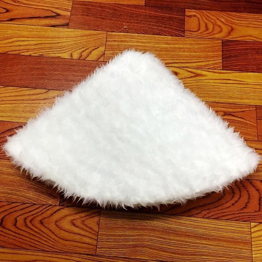 Faux Fur Christmas Tree Skirt – Plush White Tree Base Cover