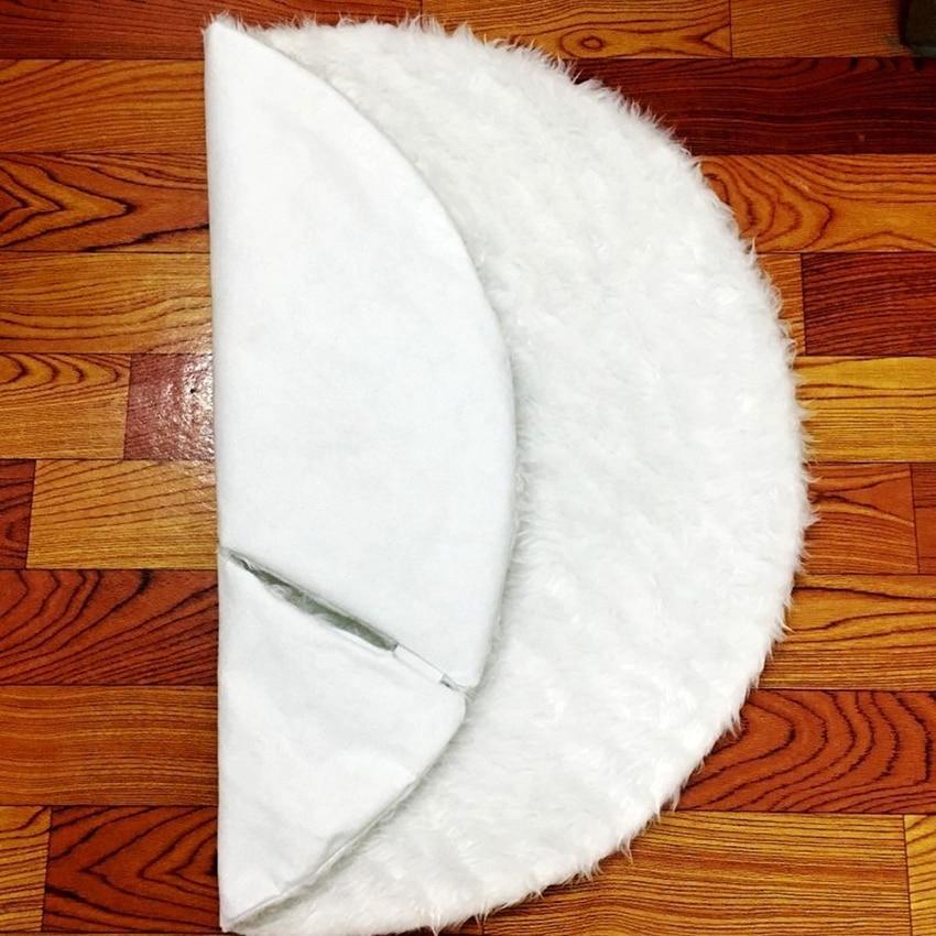 Faux Fur Christmas Tree Skirt – Plush White Tree Base Cover